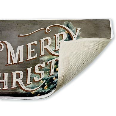 Stupell Home Decor Vintage Merry Christmas Greeting Bath Mat