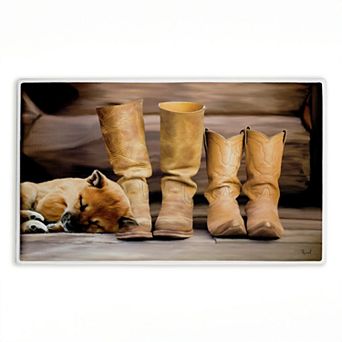 Stupell Home Decor Sleepy Puppy & Cowboy Boots Decorative Bath Mat