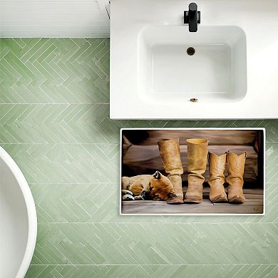 Stupell Home Decor Sleepy Puppy & Cowboy Boots Decorative Bath Mat