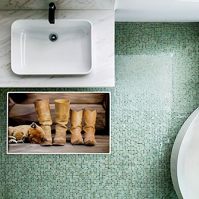 Stupell Home Decor Sleepy Puppy & Cowboy Boots Decorative Bath Mat