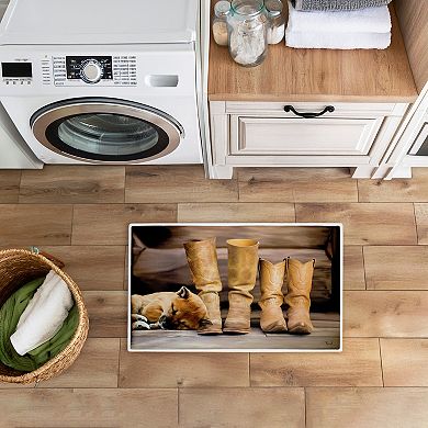 Stupell Home Decor Sleepy Puppy & Cowboy Boots Decorative Bath Mat