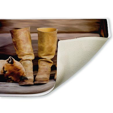 Stupell Home Decor Sleepy Puppy & Cowboy Boots Decorative Bath Mat