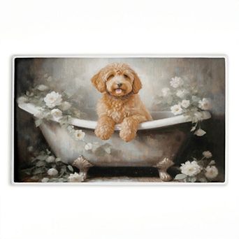 Stupell Home Decor Fluffy Puppy Floral Bath Mat