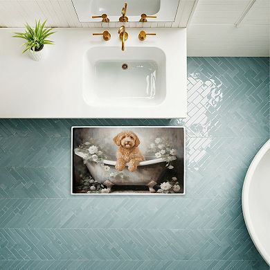 Stupell Home Decor Fluffy Puppy Floral Bath Mat