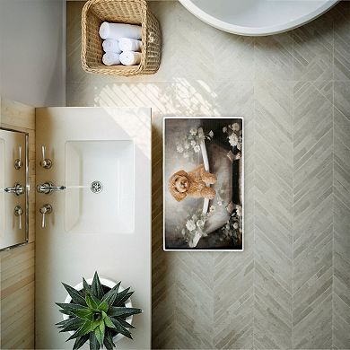 Stupell Home Decor Fluffy Puppy Floral Bath Mat