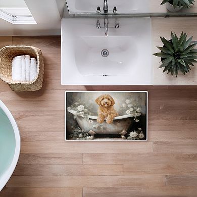 Stupell Home Decor Fluffy Puppy Floral Bath Mat