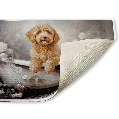 Stupell Home Decor Fluffy Puppy Floral Bath Mat