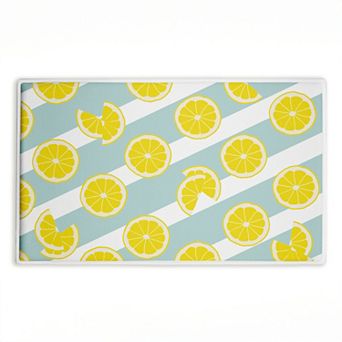 Stupell Home Decor Kitchen Lemony Stripes Decorative Bath Mat