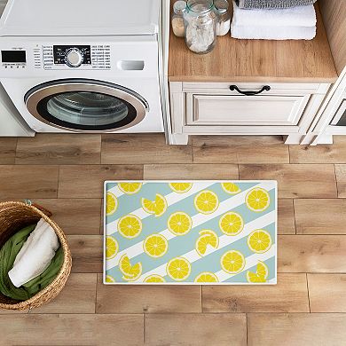 Stupell Home Decor Kitchen Lemony Stripes Decorative Bath Mat