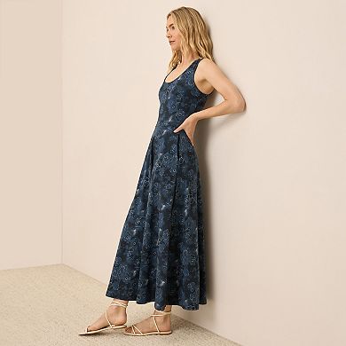 Organic Fit & Flare Open Back Maxi Dress