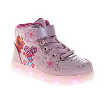 Sesame Street High Top Girls' Sneakers Light Up Comfortable Velcro Closure (Toddler/Little Kid)