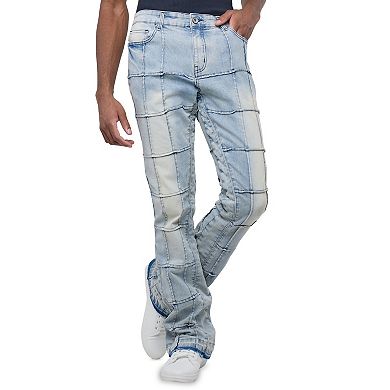 Men's Stacked Box Panel Slim Fit Jeans