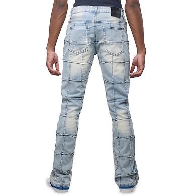 Men's Stacked Box Panel Slim Fit Jeans