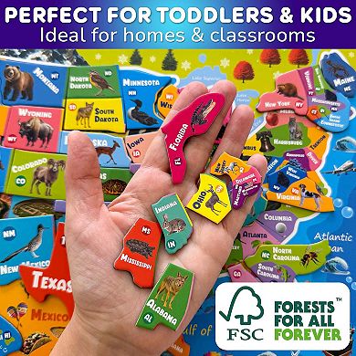 QUOKKA Magnetic Realistic Puzzles States Map for Kids 4-6 Years - Montessori Toys Geography Learning