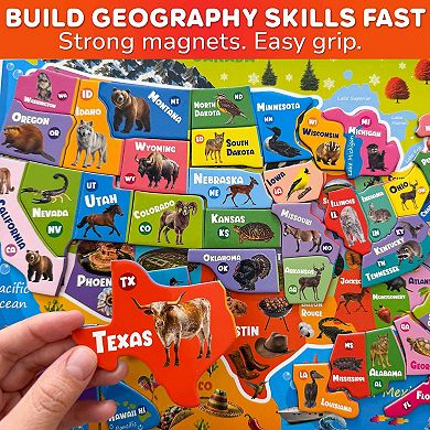 QUOKKA Magnetic Realistic Puzzles States Map for Kids 4-6 Years - Montessori Toys Geography Learning
