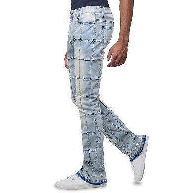 Men's Stacked Box Panel Slim Fit Jeans