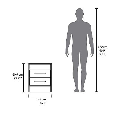 Kelso Nightstand with 2 Drawers and 1 Shelf, White