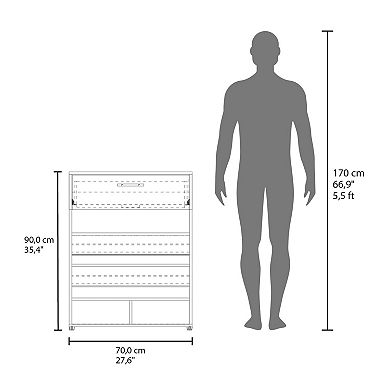 Kearns Shoe Rack, 1 Door, 4 Legs, 5 Shelves, White