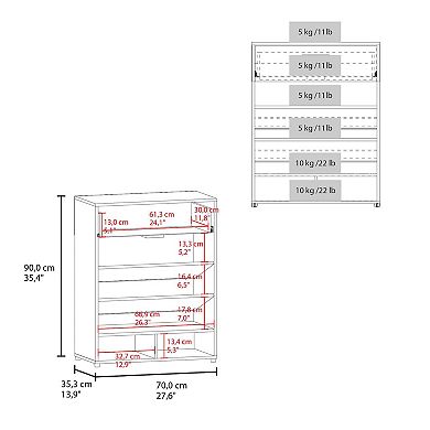 Kearns Shoe Rack, 1 Door, 4 Legs, 5 Shelves, White