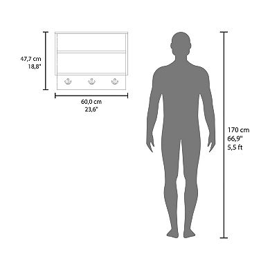 DEPOT E-SHOP Norco Wall Shelf, 3 Shelves, White / Natural Oak