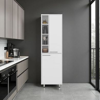 DEPOT E-SHOP Enetai Kitchen Pantry, 2 Doors, 9 Shelves, 4 Legs, White