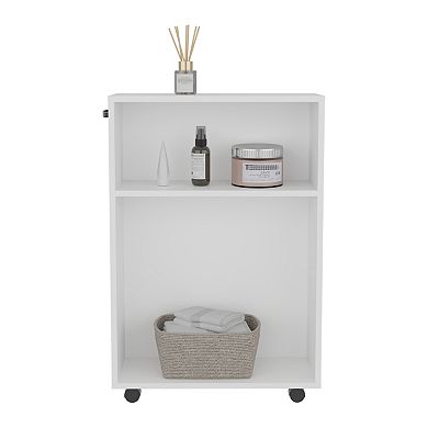 DEPOT E-SHOP Saltillo Storage Cart, 2 Shelves, 4 Wheels, White