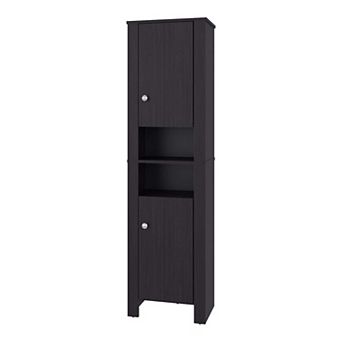 DEPOT E-SHOP Navassa Bathroom Cabinet, 2 Doors, 6 Shelves, Black Wengue