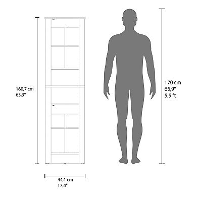 DEPOT E-SHOP Navassa Bathroom Cabinet, 2 Doors, 6 Shelves, Black Wengue