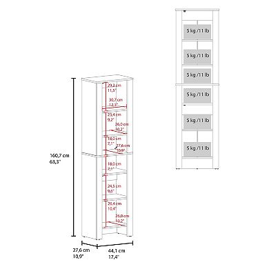 DEPOT E-SHOP Navassa Bathroom Cabinet, 2 Doors, 6 Shelves, Black Wengue