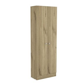 Dakari Multistorage Double Door Cabinet, Five Shelves, Light Oak / Black