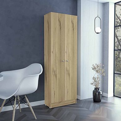Dakari Multistorage Double Door Cabinet, Five Shelves, Light Oak / Black
