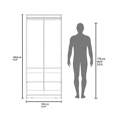 DEPOT E-SHOP Berne Armoire, 2 Doors, 3 Shelves, Black Wengue