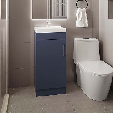 DEPOT E-SHOP Reyno Vanity, 1 Door, 1 Shelf, Alby Blue