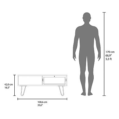 DEPOT E-SHOP Ranlo Coffee Table, 1 Drawer, 1 Shelf, White / Natural Oak