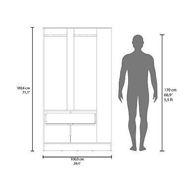 DEPOT E-SHOP Melvern Armoire, 3 Doors, 1 Drawer, 4 shelves, Black Wengue