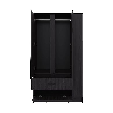 DEPOT E-SHOP Melvern Armoire, 3 Doors, 1 Drawer, 4 shelves, Black Wengue