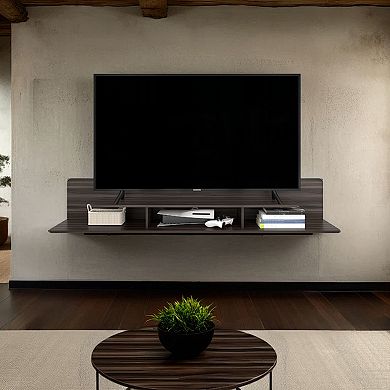 DEPOT E-SHOP Eudora TV Stand, 2 Shelves, Dark Brown