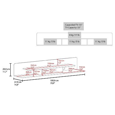 DEPOT E-SHOP Eudora TV Stand, 2 Shelves, Dark Brown