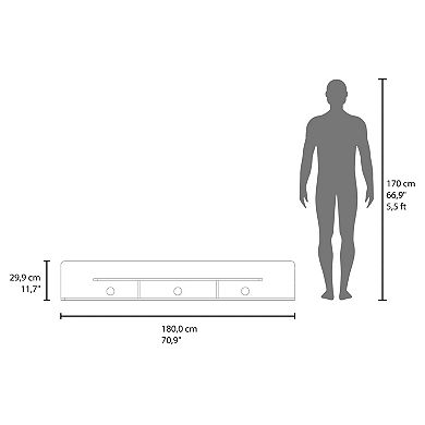 DEPOT E-SHOP Eudora TV Stand, 2 Shelves, Dark Brown