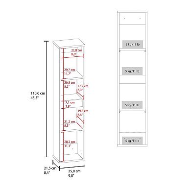 DEPOT E-SHOP Burgaw Bathroom Cabinet, 2 Doors, 4 Shelves, White