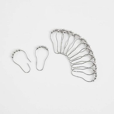 Dainty Home Lindsey Linen Textured Metallic Fabric Shower Curtain with 12 Matching Hooks 70" x 72"