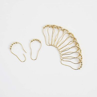 Dainty Home Chloe Linen Textured Metallic Fabric Shower Curtain with 12 Matching Hooks 70" x 72"