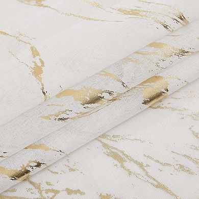 Dainty Home Chloe Linen Textured Metallic Fabric Shower Curtain with 12 Matching Hooks 70" x 72"