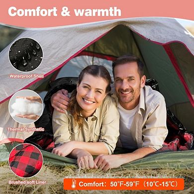 Double Sleeping Bag, Queen Size, All Season, Lightweight & Waterproof