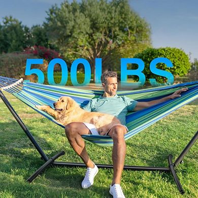 Double Hammock, Portable Heavy Duty, 500 lb Capacity, Blue