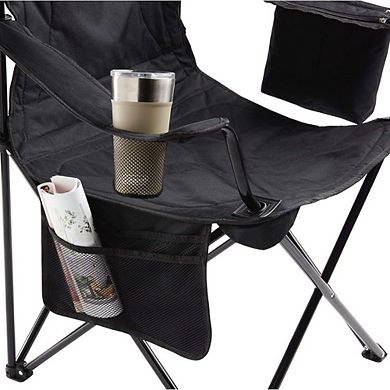 Portable Camping Chair with Cooler, Cushioned Seat & Bag