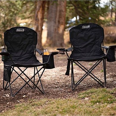 Portable Camping Chair with Cooler, Cushioned Seat & Bag