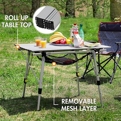 Aluminum Roll-Up Picnic Table with Adjustable Height