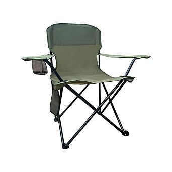 Foldable Camping Chair with Cup Holder, Storage Pocket, Wide Feet, 225lbs, Green