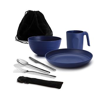 Camping Mess Kit with Cutlery, Cup, Bowl & Plate